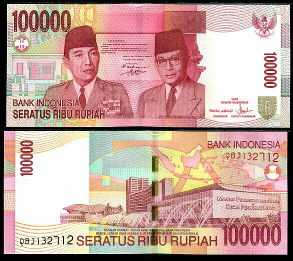 Indonesia 100000 Rupiah  2004/2007 P 146 UNC