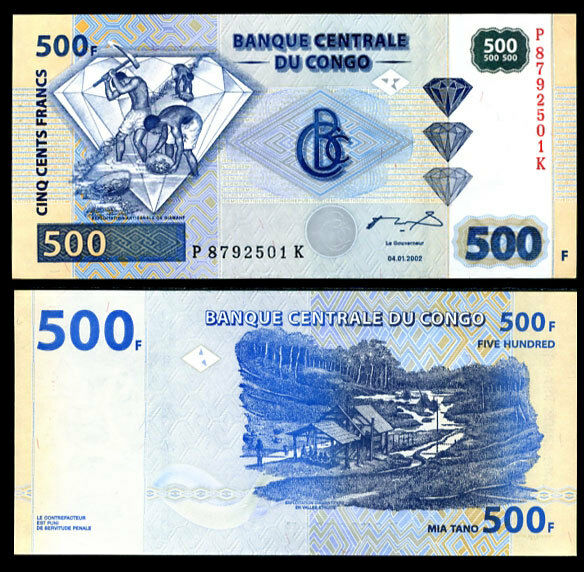 CONGO 500 FRANCS 2002 P 96B HDM UNC