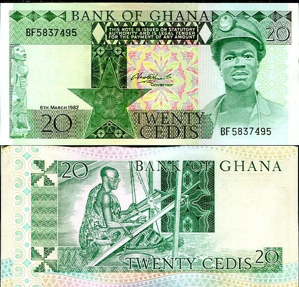 Ghana 20 Cedis 1982 P 21 UNC