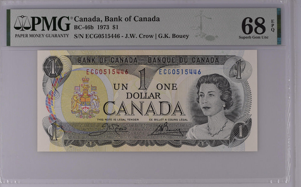 Canada 1 Dollar 1973 P 85 Crow Bouey Superb GEM UNC PMG 68 EPQ
