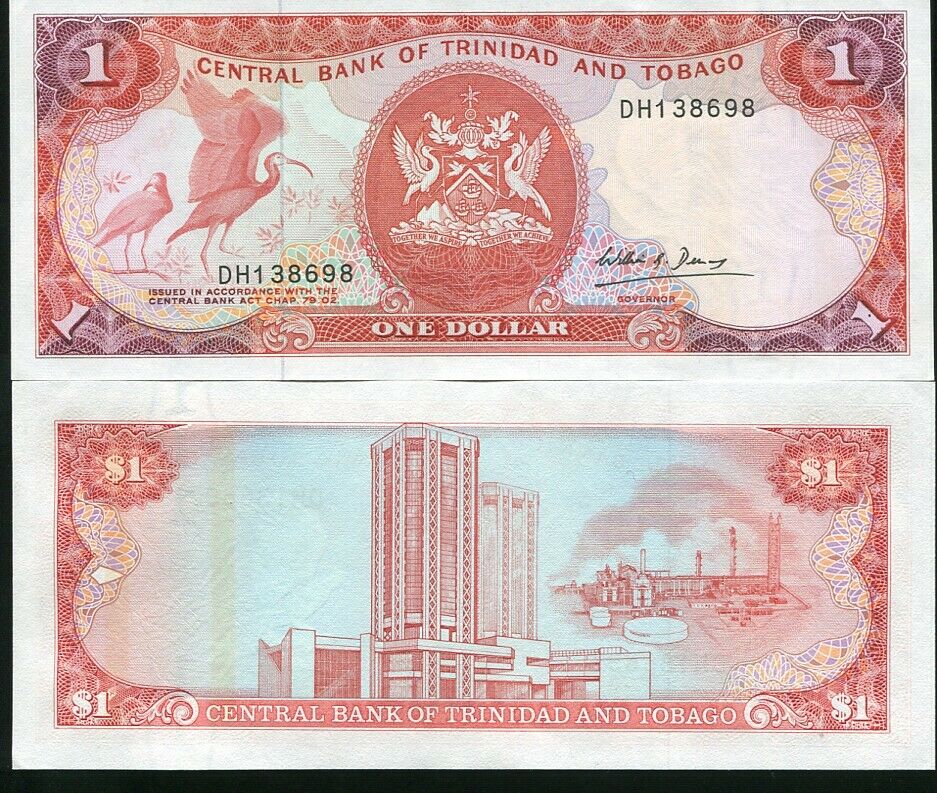 TRINIDAD & TOBAGO 1 DOLLAR ND 1985 P 36 b SIGN 5 UNC