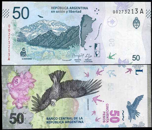 Argentina 50 Pesos 2018 Series A P 363 UNC