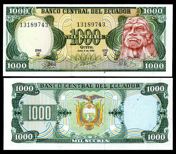 Ecuador 1000 Sucres 1988 P 125 b UNC