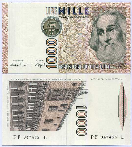 Italy 1000 Lire 1982 P 109 b UNC