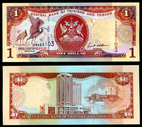 Trinidad & Tobago 1 Dollar 2002 Sign 8 P 41 b UNC Lot 10 Pcs