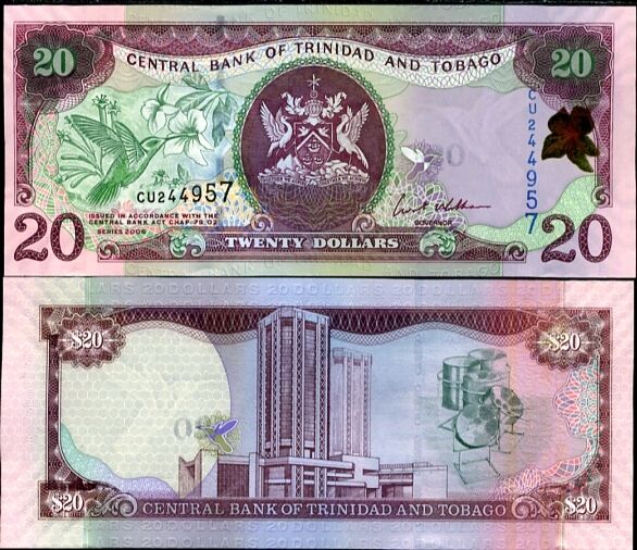 Trinidad & Tobago 20 Dollars 2002 P 44 Sign William UNC