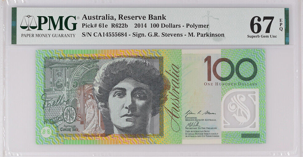 Australia 100 Dollars 2014 P 61 e Superb GEM UNC PMG 67 EPQ