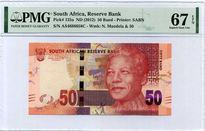 South Africa 50 Rands ND 2012 P 135 a SUPERB GEM UNC PMG 67 EPQ HIGH