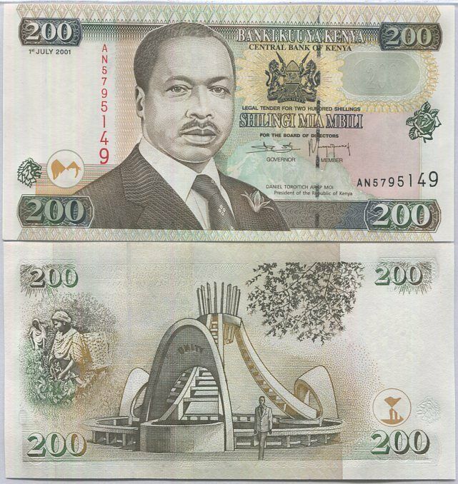 Kenya 200 Shillings  2001 P 38 f UNC
