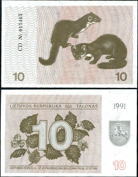 Lithuania 10 Talonas 1991 P 35 UNC