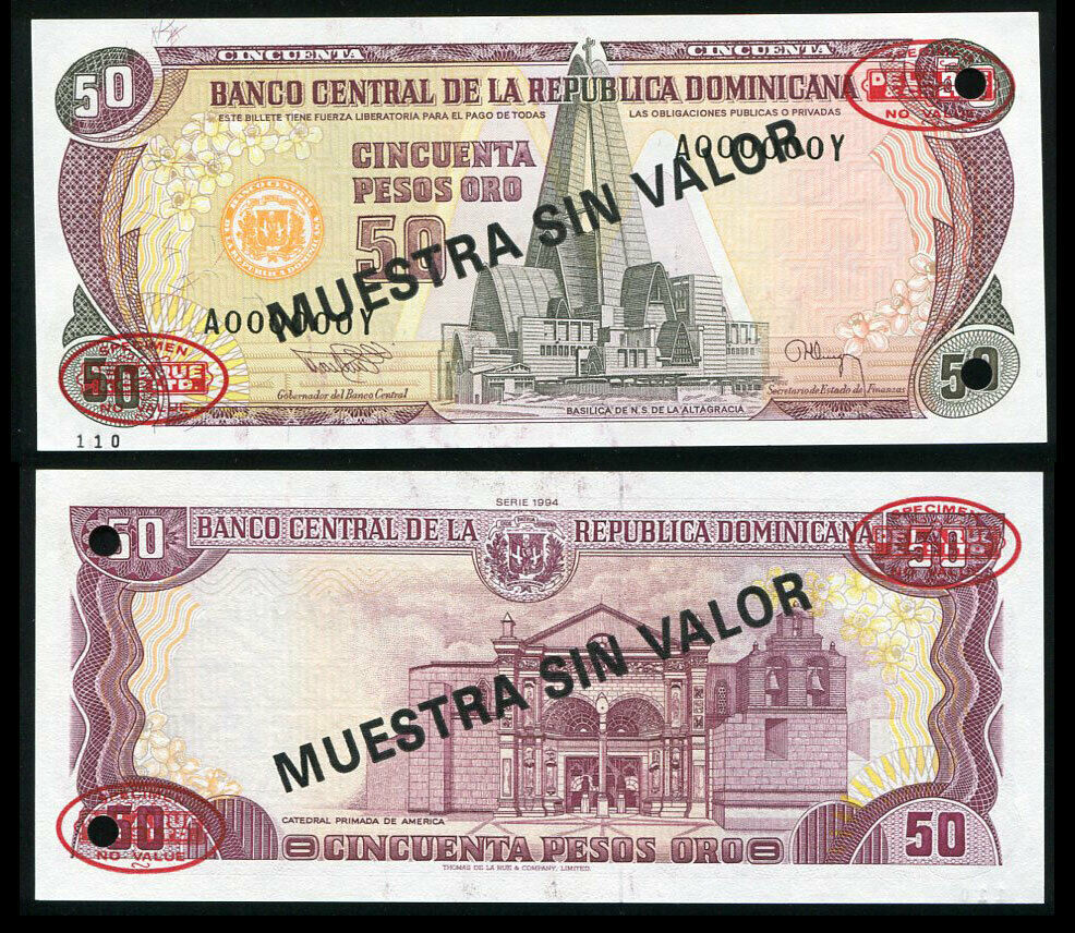 Dominican Republic 50 Pesos 1994 P 135 s2 Specimen UNC