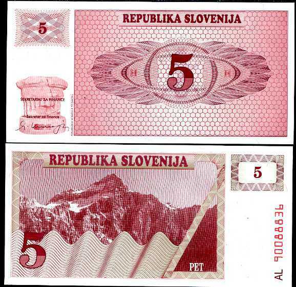SLOVENIA 5 TOLAJEV 1990 P 3 UNC