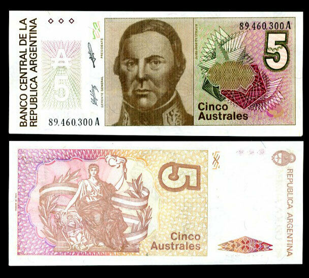 ARGENTINA 5 AUSTRALES 1989 P 324 b UNC