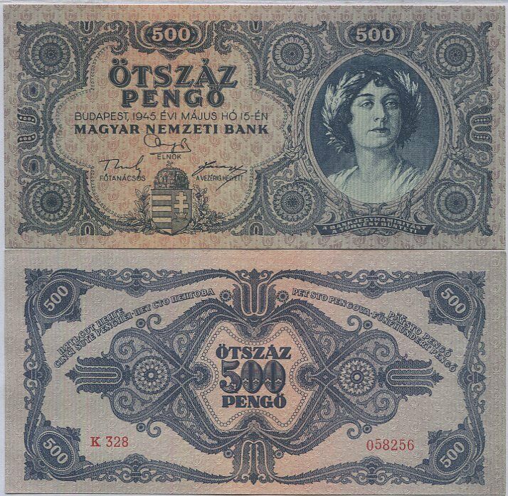 HUNGARY 500 PENGO 1945 P 117 UNC