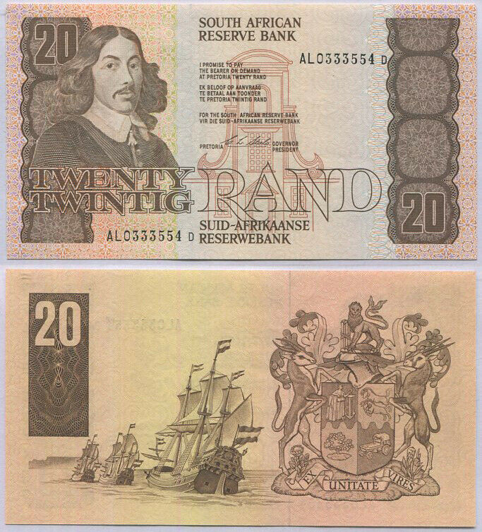 South Africa 20 RAND ND 1984-1993 P 121 e UNC