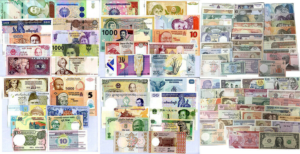 World Banknotes Lot Set 101 Pcs From 35 Countries All UNC
