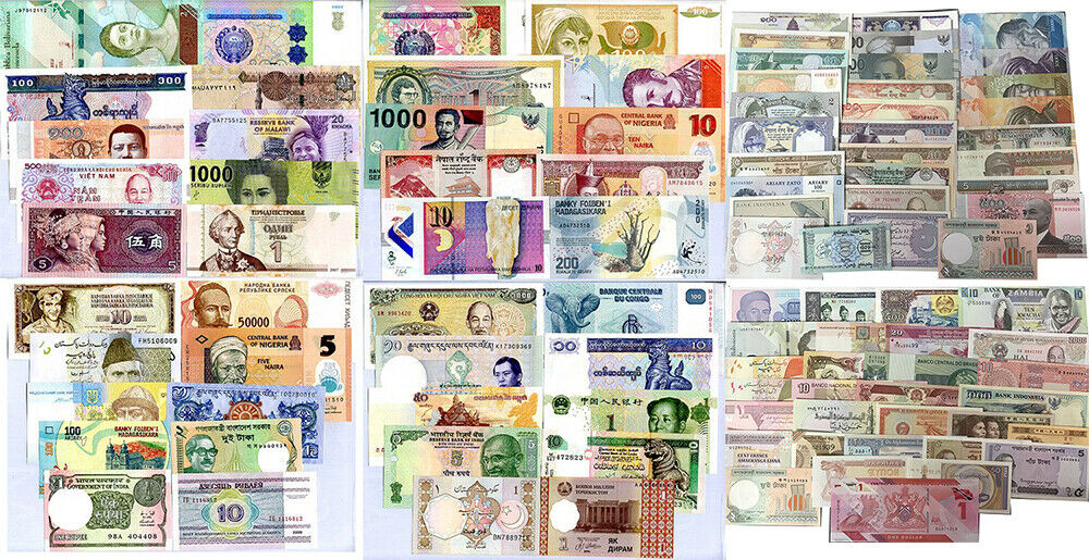 World Banknotes Lot Set 100 Pcs From 34 Countries All UNC
