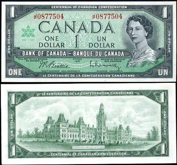 CANADA 1 DOLLAR 1967 P 84 b UNC