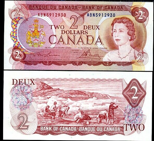 Canada 2 Dollars 1974 P 86 a Sign Lawson Bouey UNC