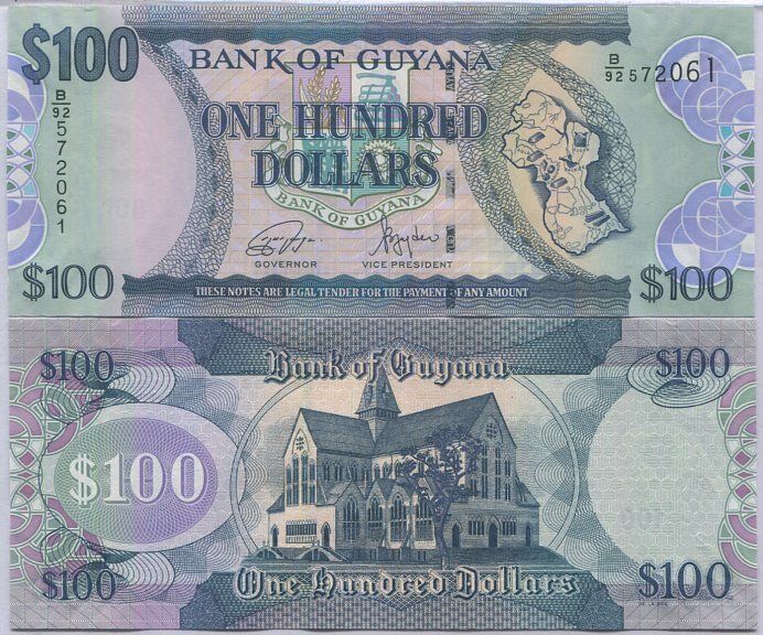 Guyana 100 Dollars 2022 P 36 e UNC