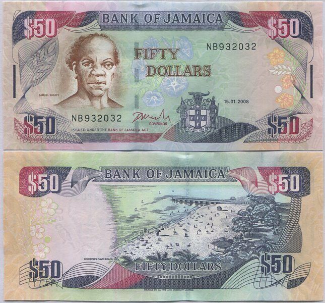 Jamaica 50 Dollars 2008 P 83 c UNC