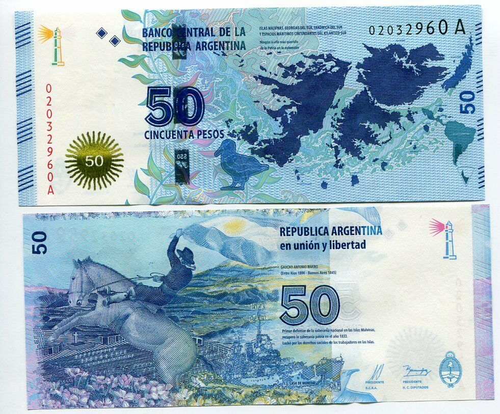 Argentina 50 Pesos 2015 SERIES A P 362 ISLAS MALVINAS UNC