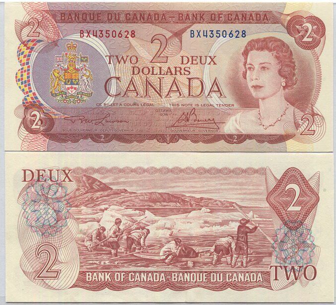 Canada 2 Dollars 1974 P 86 a Sign Lawson Bouey Aunc