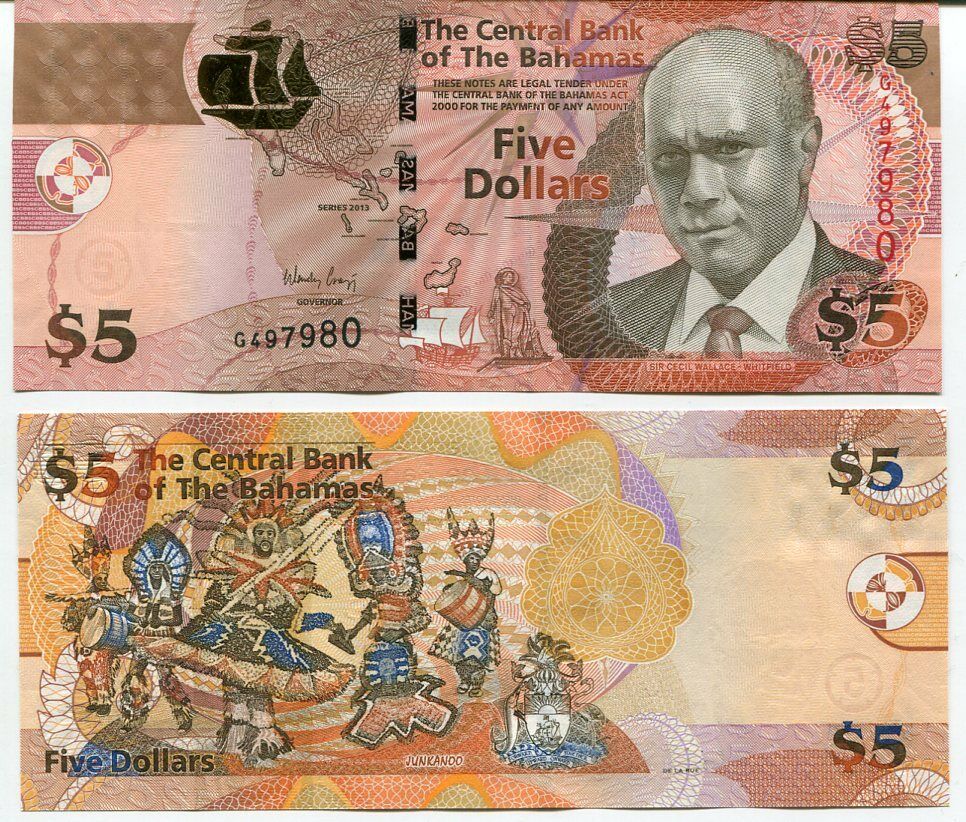 Bahamas 5 Dollars 2013 P 72A UNC – Noteshobby