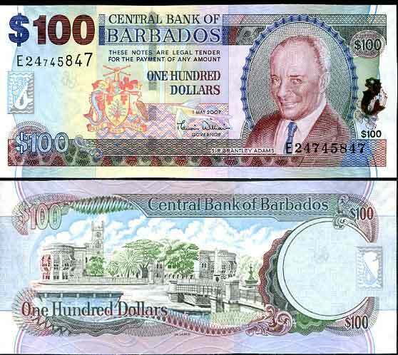 BARBADOS 100 DOLLARS 2007 P 71 a FIRST SIGN UNC