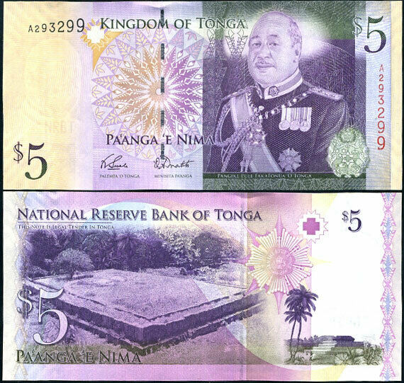 Tonga 5 Pa'anga ND 2008 P 39 UNC