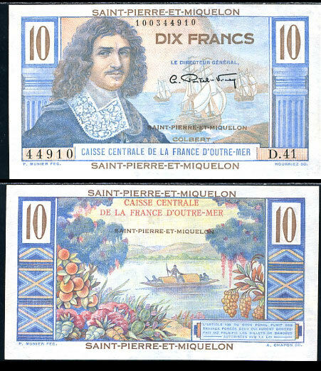 SAINT PIERRE AND MIQUELON 10 FRANCS P 23 UNC