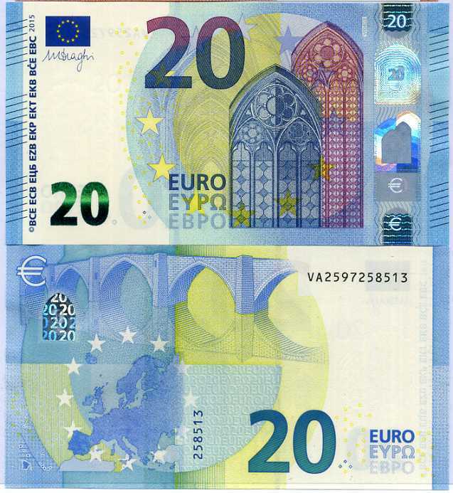 EURO 20 EURO 2015 P 22 VA SPAIN UNC