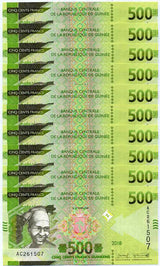 Guinea 500 Francs 2018/2019 P 51 a UNC LOT 10 PCS