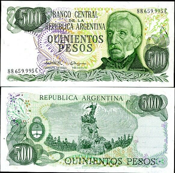 ARGENTINA 500 PESOS ND 1982 P 303 c UNC