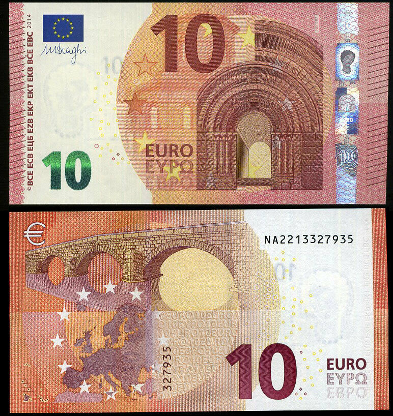 Euro 10 Euro 2014 P 21 N Austria Prefix N RANDOM PLATE UNC