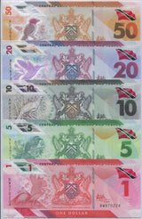 Trinidad & Tobago set 5 Pcs 1 5 10 20 50 Dollars 2020/2021 Polymer P 60-63 UNC