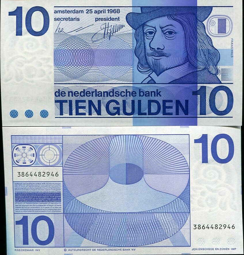 Netherlands 10 Gulden 1968 P 91 b UNC