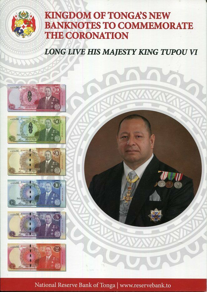 Tonga Set 6 UNC 2 5 10 20 50 100 Pa'anga ND 2015 P 44-49 With Hand Signed Folder