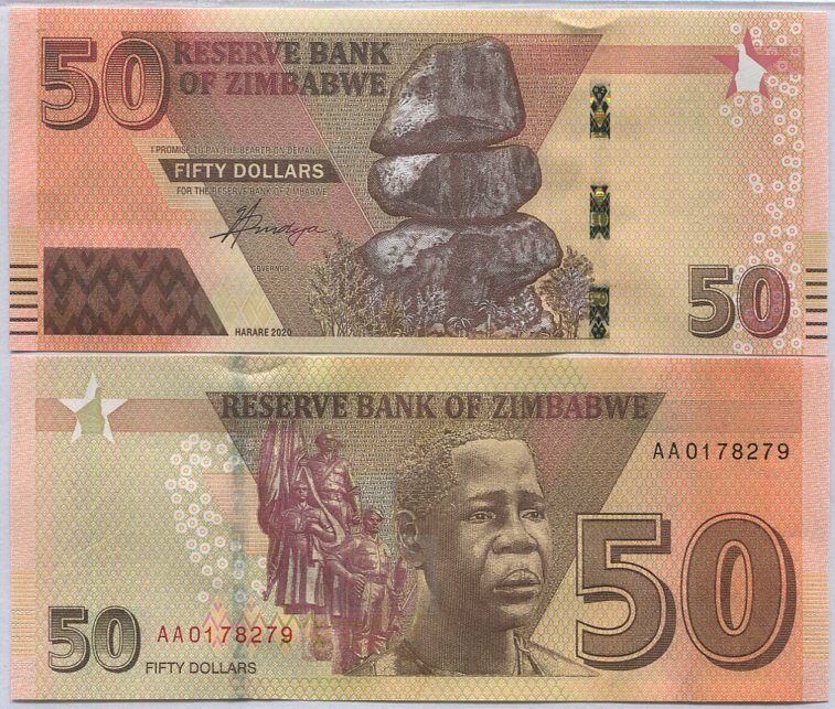 Zimbabwe 50 Dollars 2020/2021 P 105 UNC