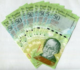 Venezuela 50 Bolivares 2015 P 92 UNC LOT 10 PCS 1/10 BUNDLE