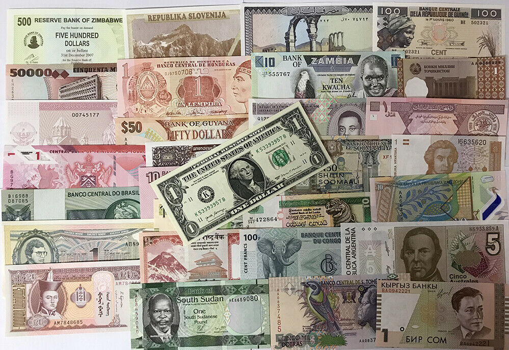 World Banknotes Lot Set 50 Pcs From 50 Different Countries All UNC