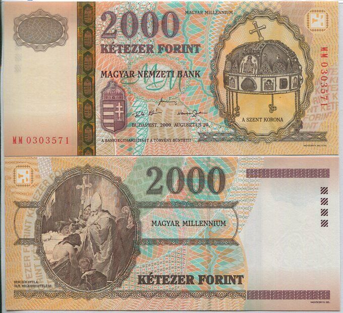 Hungary 2000 Forint 2000 P 186 UNC No Folder