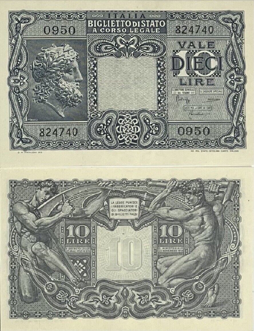 Italy 10 Lire 1944 P 32 c UNC