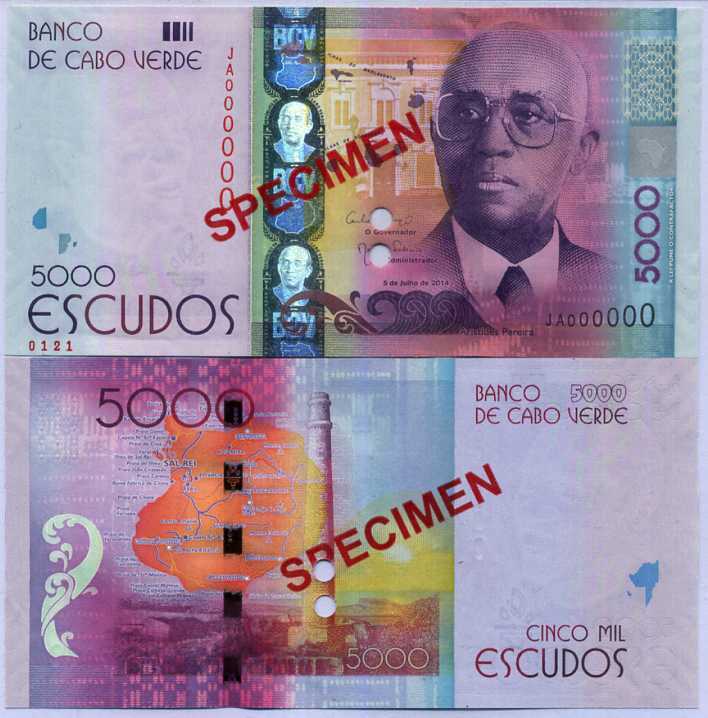 Cape Verde 5000 Escudos 2014 P 75 Specimen UNC