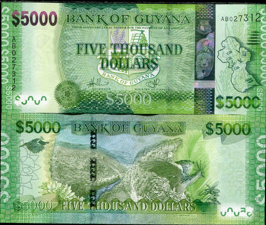 Guyana 5000 Dollars ND 2013 P 40 UNC