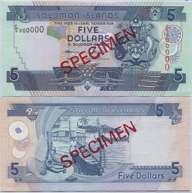 Solomon Islands 5 Dollars ND 2006 P 26 C/5 Specimen UNC