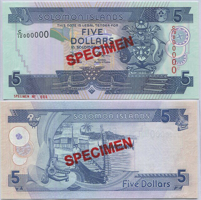Solomon Islands 5 Dollars ND 2006 P 26 C/10 Specimen UNC