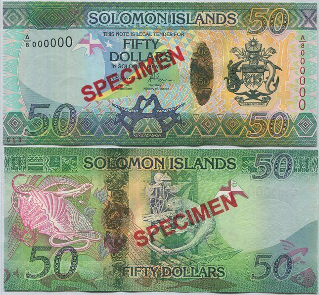Solomon Islands 50 Dollars ND 2017 P 35 A/8 Prefix Specimen UNC