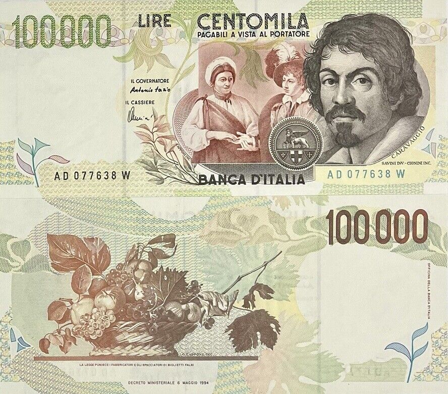 Italy 100000 Lire 1994 P 117 b UNC