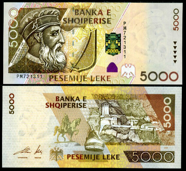 Albania 5000 Leke 2001 P 70 UNC